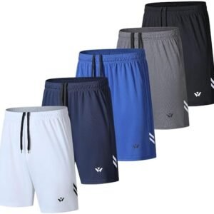 Marca: fovdtaa Paquete de 5 pantalones cortos deportivos para hombre con bolsillos y cintura elástica